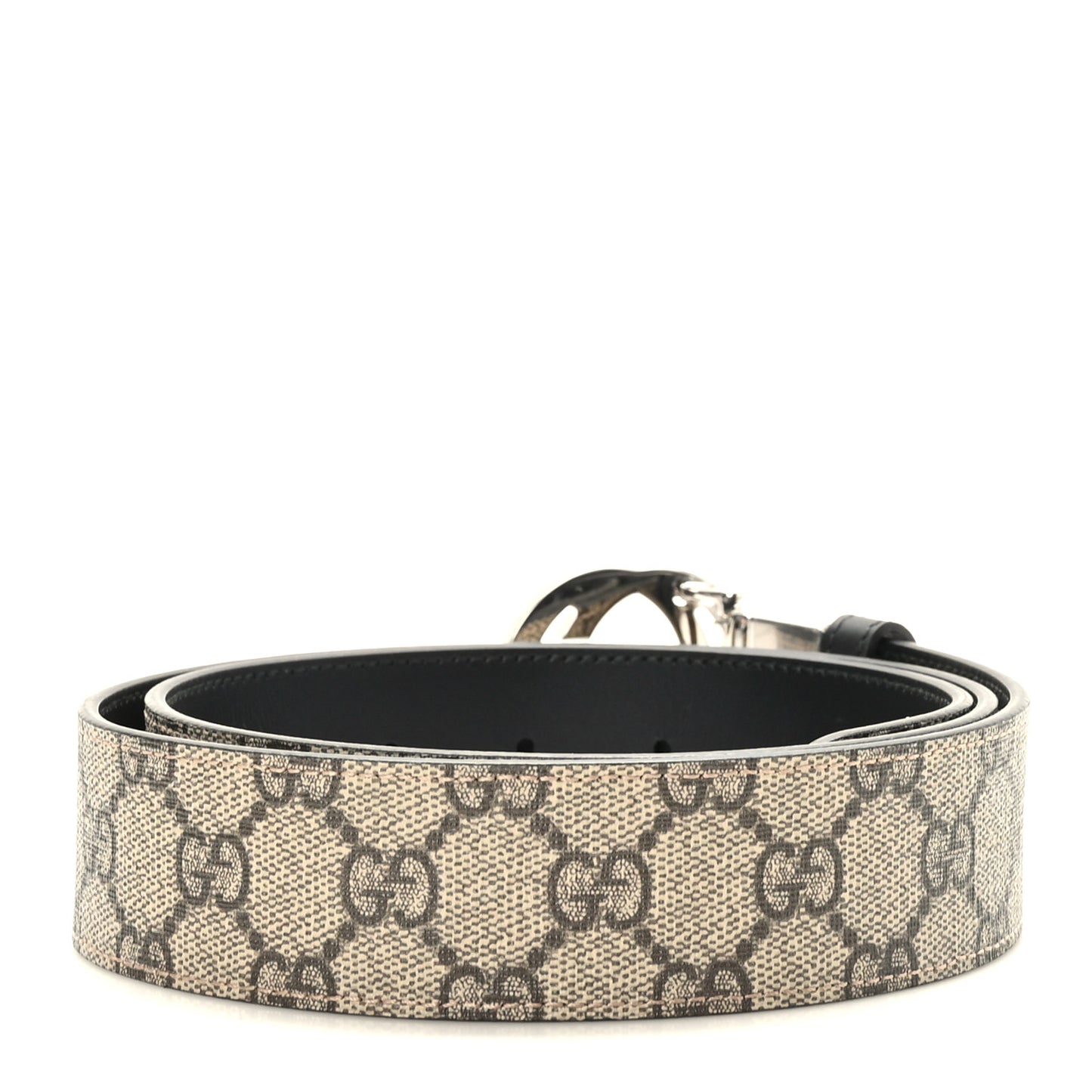 GG Supreme Monogram Selleria Calfskin Interlocking G Reversible 37mm Belt 90 36 Beige Ebony Black