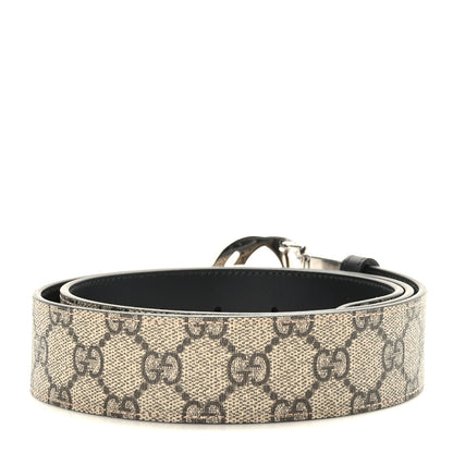 Gucci GG Supreme Monogram Selleria Calfskin Interlocking G Reversible 37mm Belt 90 36 Beige Ebony Black 2 of 5