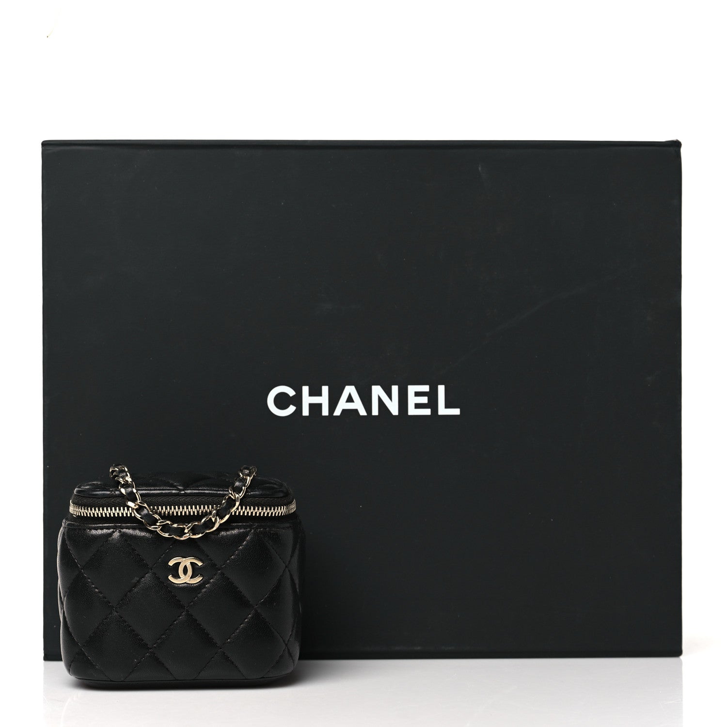 Chanel Lambskin Quilted Mini Vanity Case With Chain Black 15 of 15