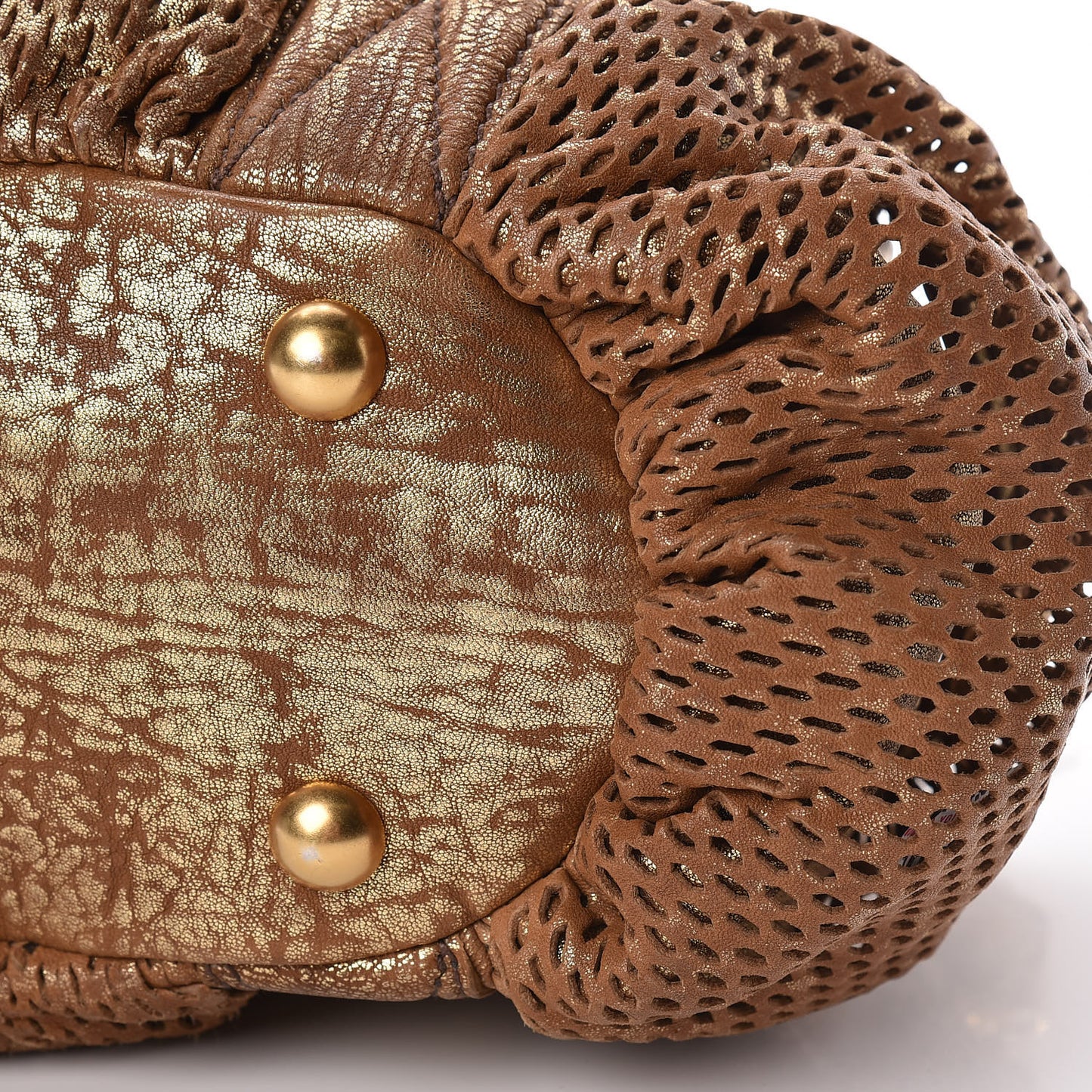 Metallic Nappa Perforated Satchel