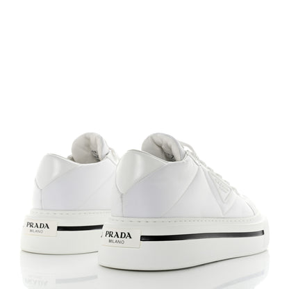 Prada Re-Nylon Spazzolato Rubber Triangle Logo Macro Quilted Mens 35mm Platform Sneakers 10 White 4 of 9