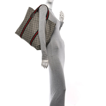 Gucci Tender GG Supreme Monogram Textured Dollar Calfskin Web Tote Beige Ebony New Acero 2 of 9