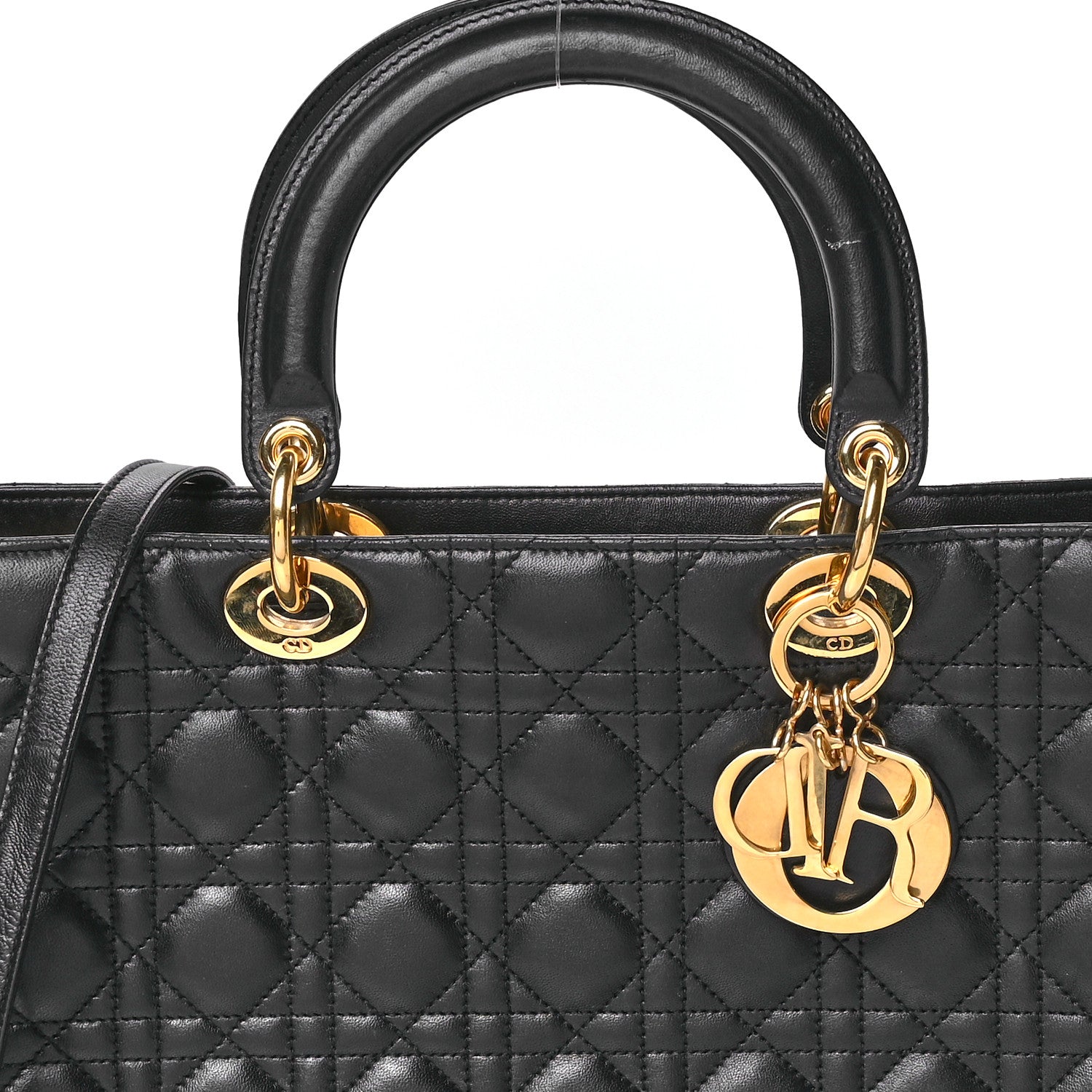 Christian Dior Lambskin Cannage Large Lady Dior Black 8 of 10