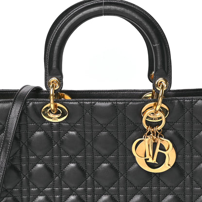 Christian Dior Lambskin Cannage Large Lady Dior Black 8 of 10