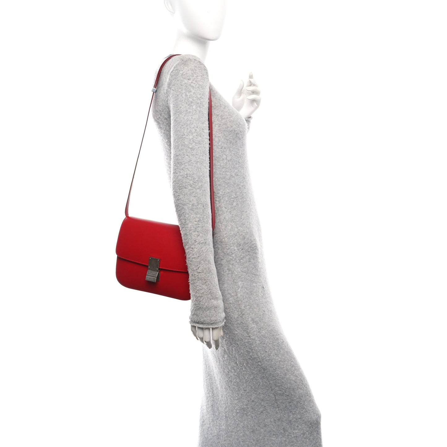 Box Calfskin Medium Classic Box Flap Bag Red