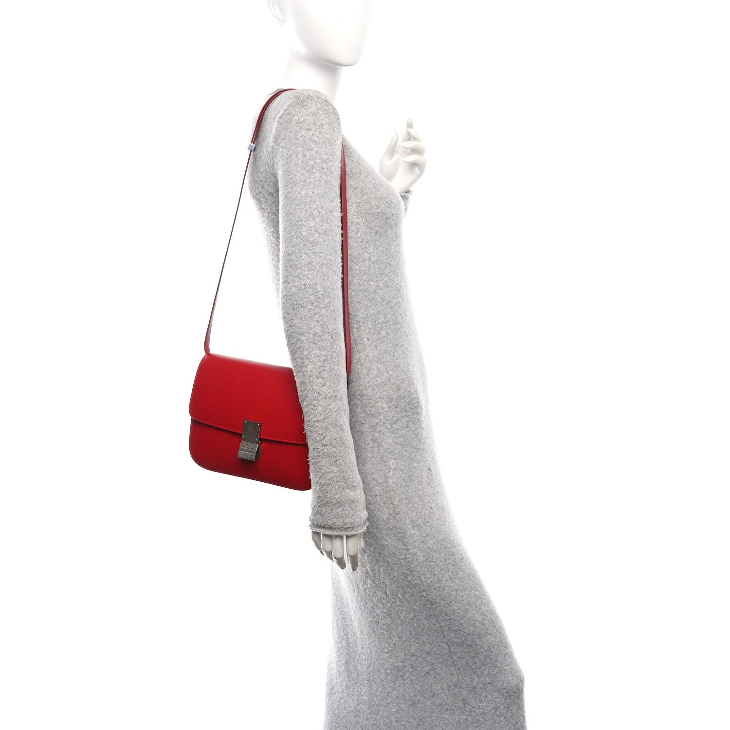 Celine Box Calfskin Medium Classic Box Flap Bag Red 2 of 10