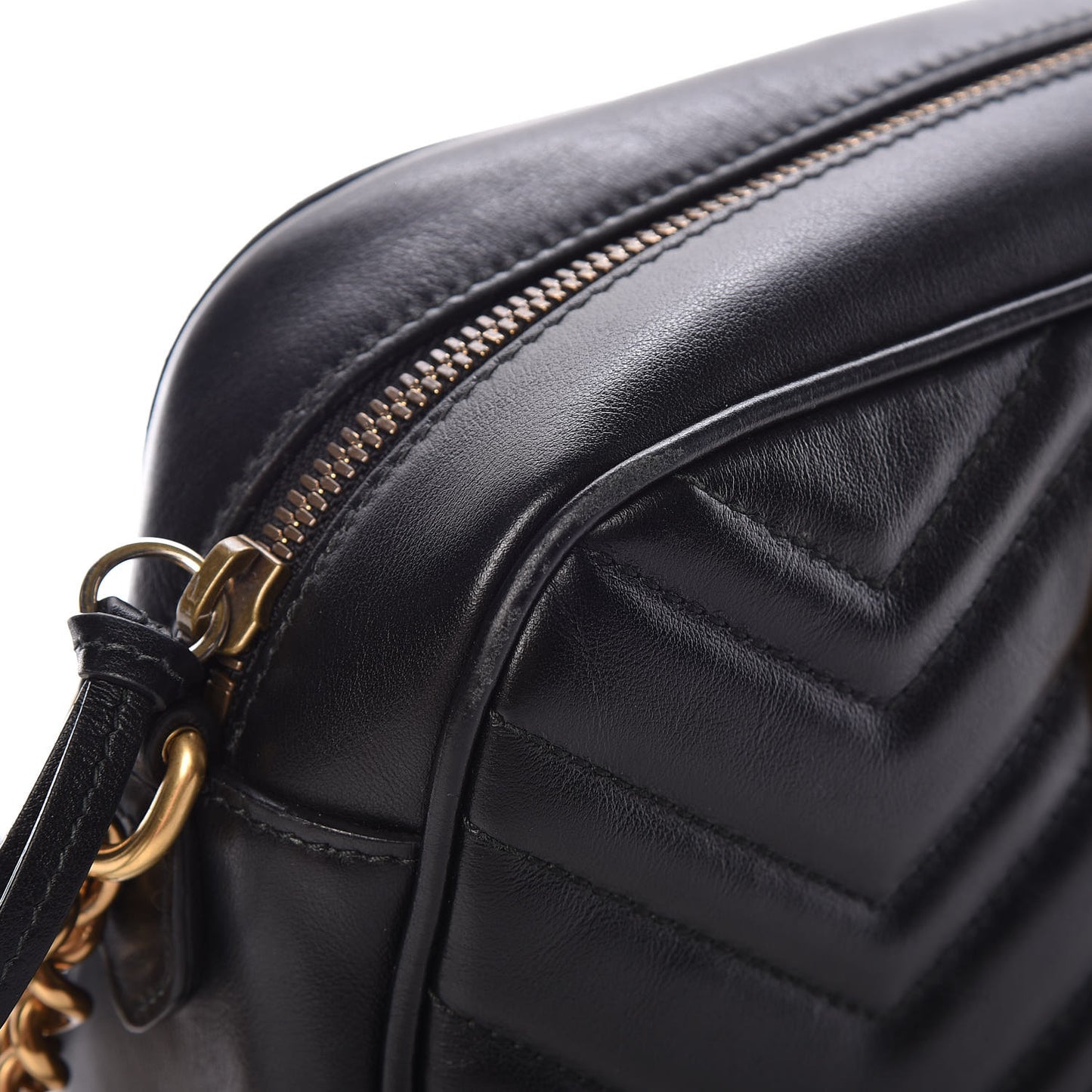 Calfskin Matelasse Small GG Marmont Chain Shoulder Bag Black