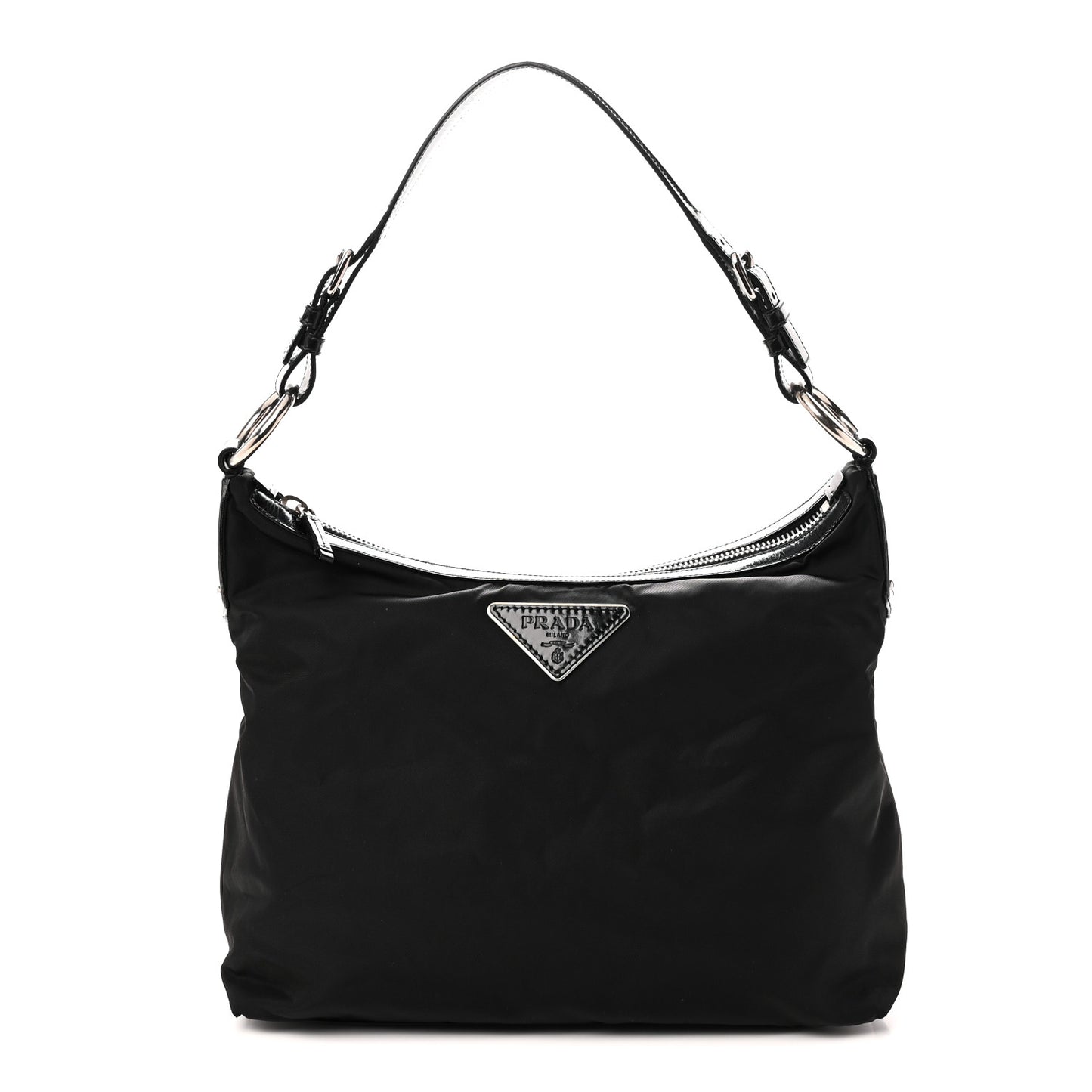 Tessuto Nylon Zip Hobo Black