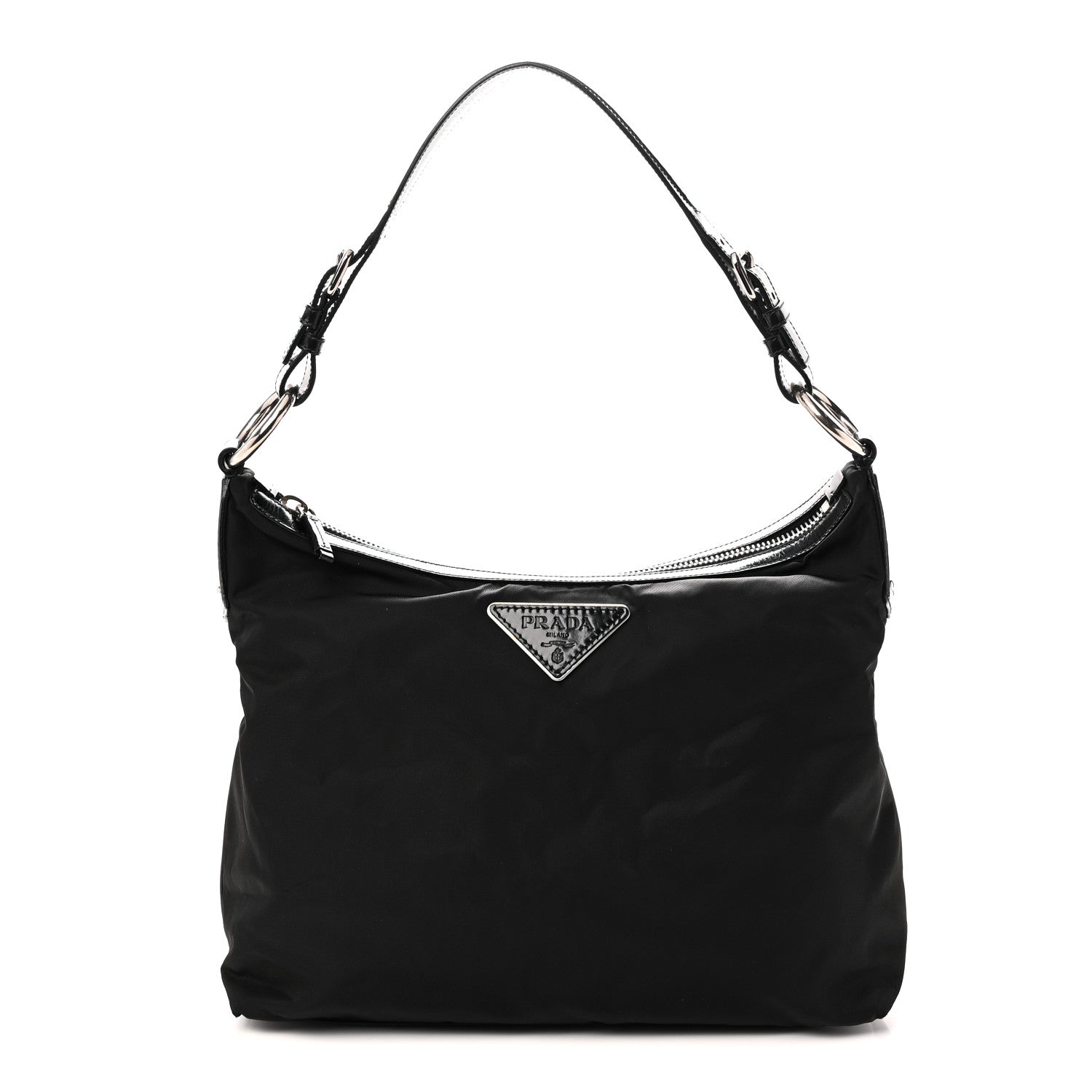 Prada Tessuto Nylon Zip Hobo Black 1 of 9