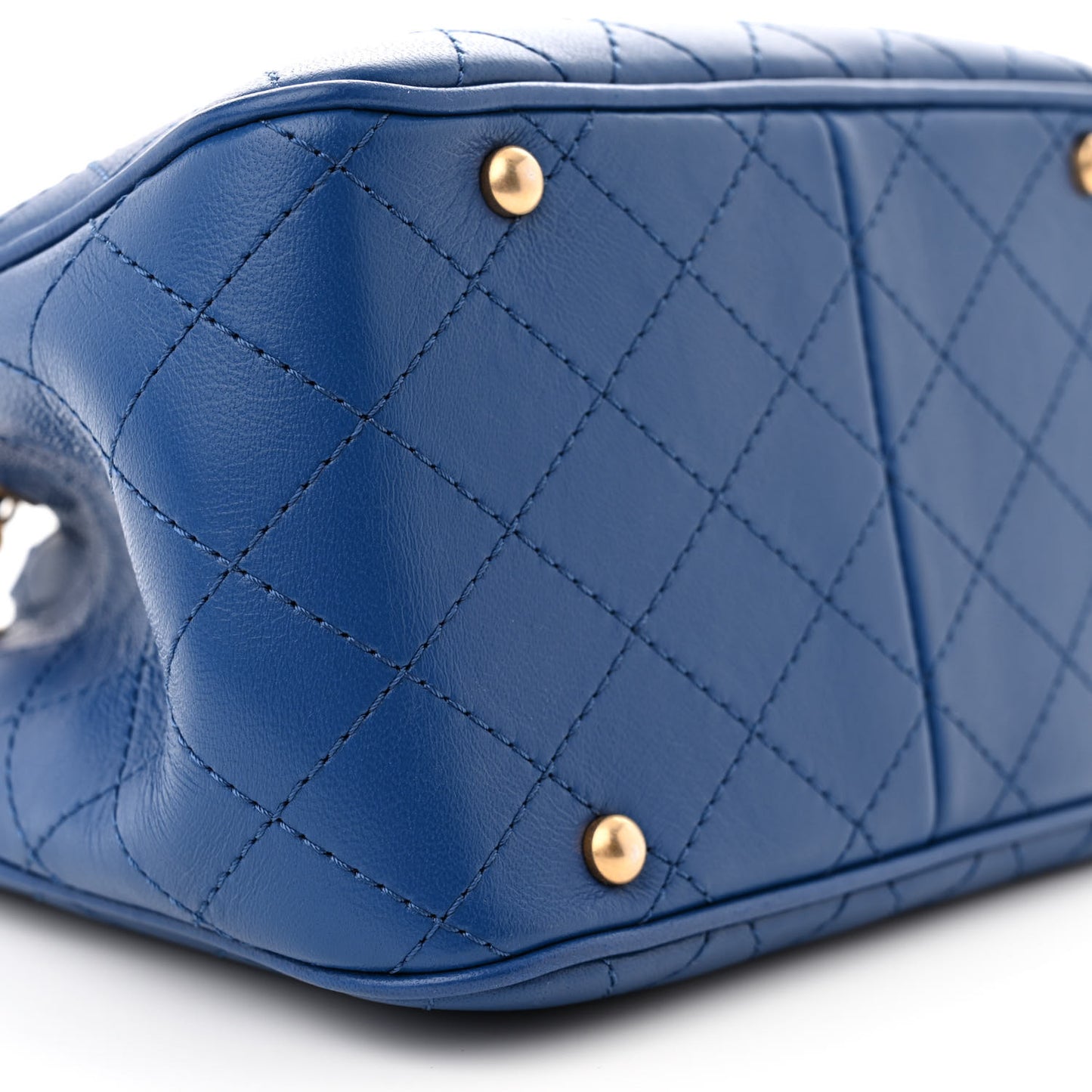 Calfskin Stitched Small Egyptian Amulet Drawstring Bag Blue