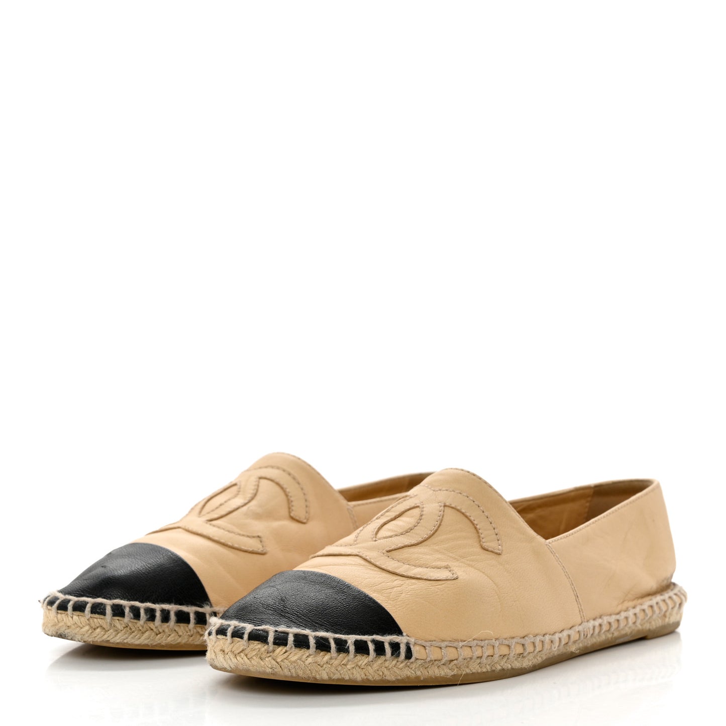 Lambskin CC Espadrilles 38 Beige Black