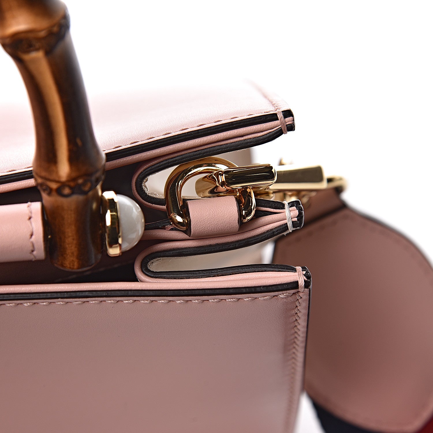 Gucci Nappa Bamboo Web Mini Nymphaea Top Handle Bag Perfect Pink Mystic White 13 of 16