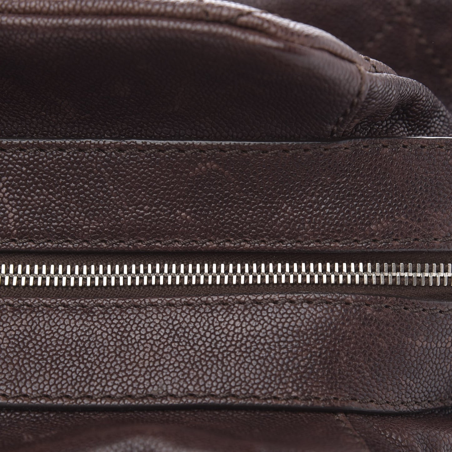 Caviar Quilted Bowler Tote Brown