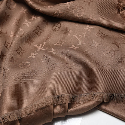 Louis Vuitton Silk Wool Monogram Shawl Cappuccino 4 of 7