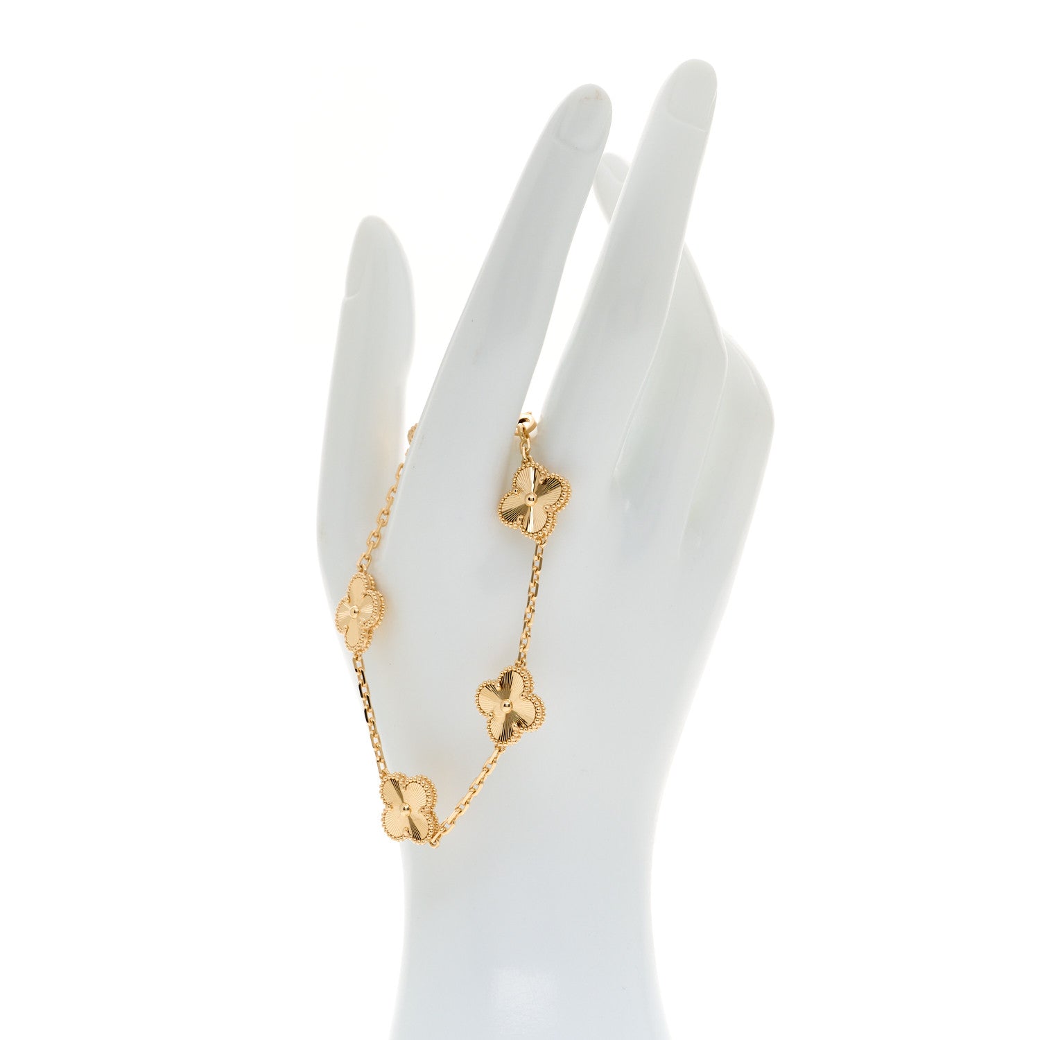 Van Cleef & Arpels 18K Yellow Gold 5 Motifs Guilloche Vintage Alhambra Bracelet 2 of 5