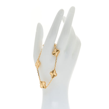Van Cleef & Arpels 18K Yellow Gold 5 Motifs Guilloche Vintage Alhambra Bracelet 2 of 5