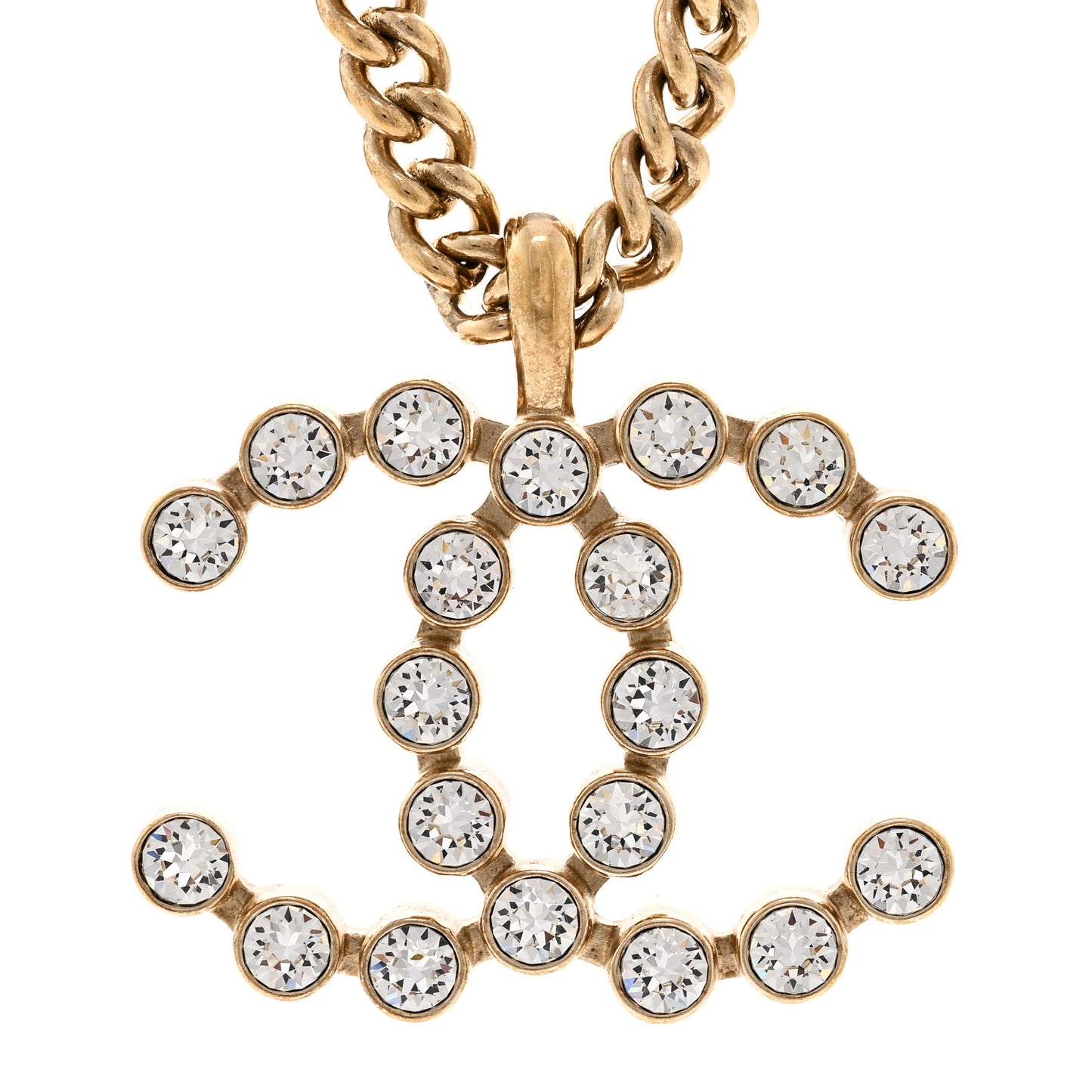 Crystal CC Pendant Necklace Gold