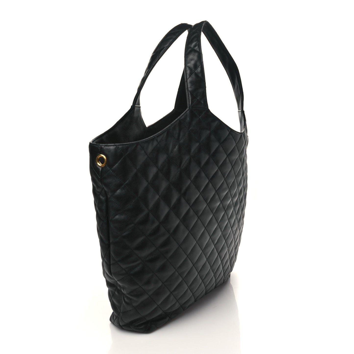 Lambskin Quilted Maxi Icare Shopping Tote Black