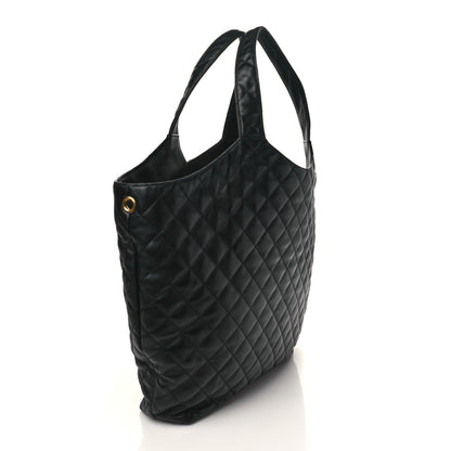 Saint Laurent Lambskin Quilted Maxi Icare Shopping Tote Black 4 of 7