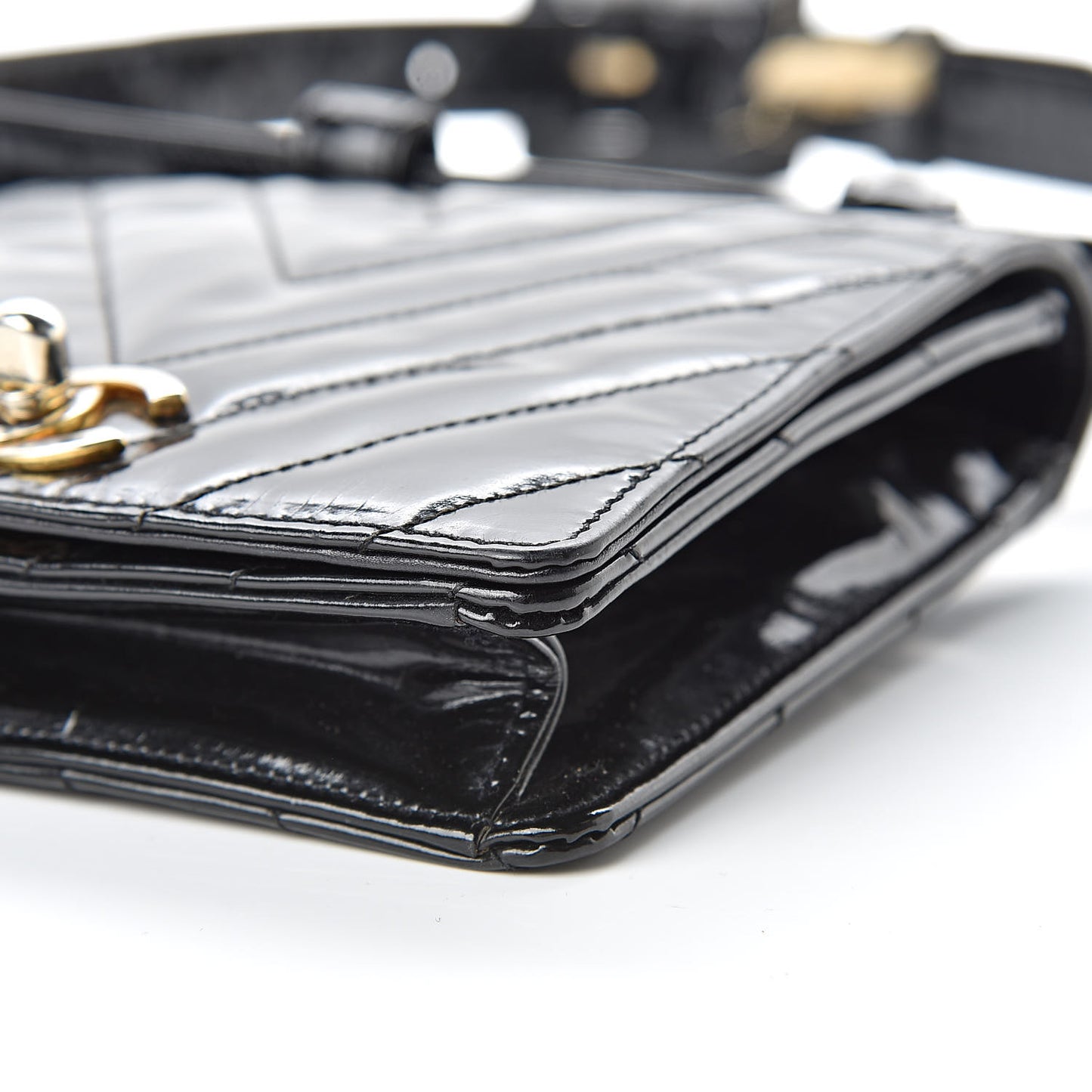 Patent Chevron Quilted Belt Bag 80 32 Black