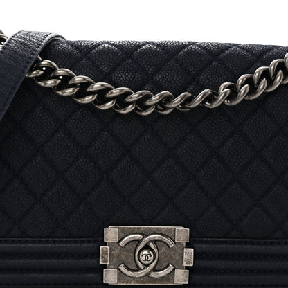 Chanel Iridescent Caviar Quilted Medium Boy Flap Dark Blue 8 of 10