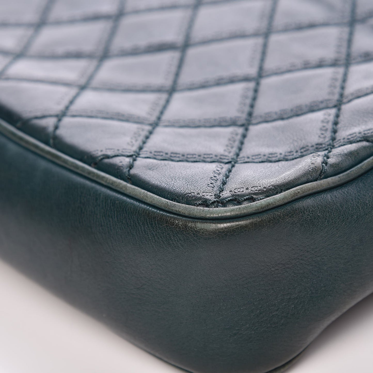 Calfskin Quilted Medium Coco Sporran Flap Dark Green