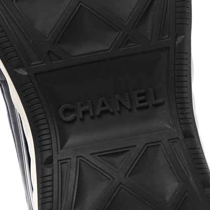 Chanel Velvet Calfskin Mixed Fibers Mens CC Sneakers 45 Blue Black 6 of 9