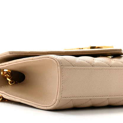 Saint Laurent Grain De Poudre Textured Mixed Matelasse Triquilt Small Monogram Satchel Dark Beige 7 of 9