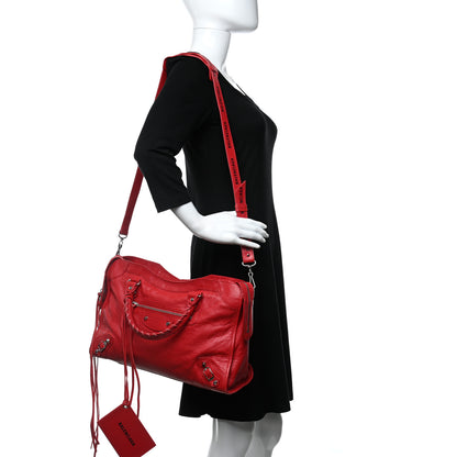 Balenciaga Agneau Arena Classic Silver Hardware City Logo Strap Rouge Cardinal Black 2 of 11
