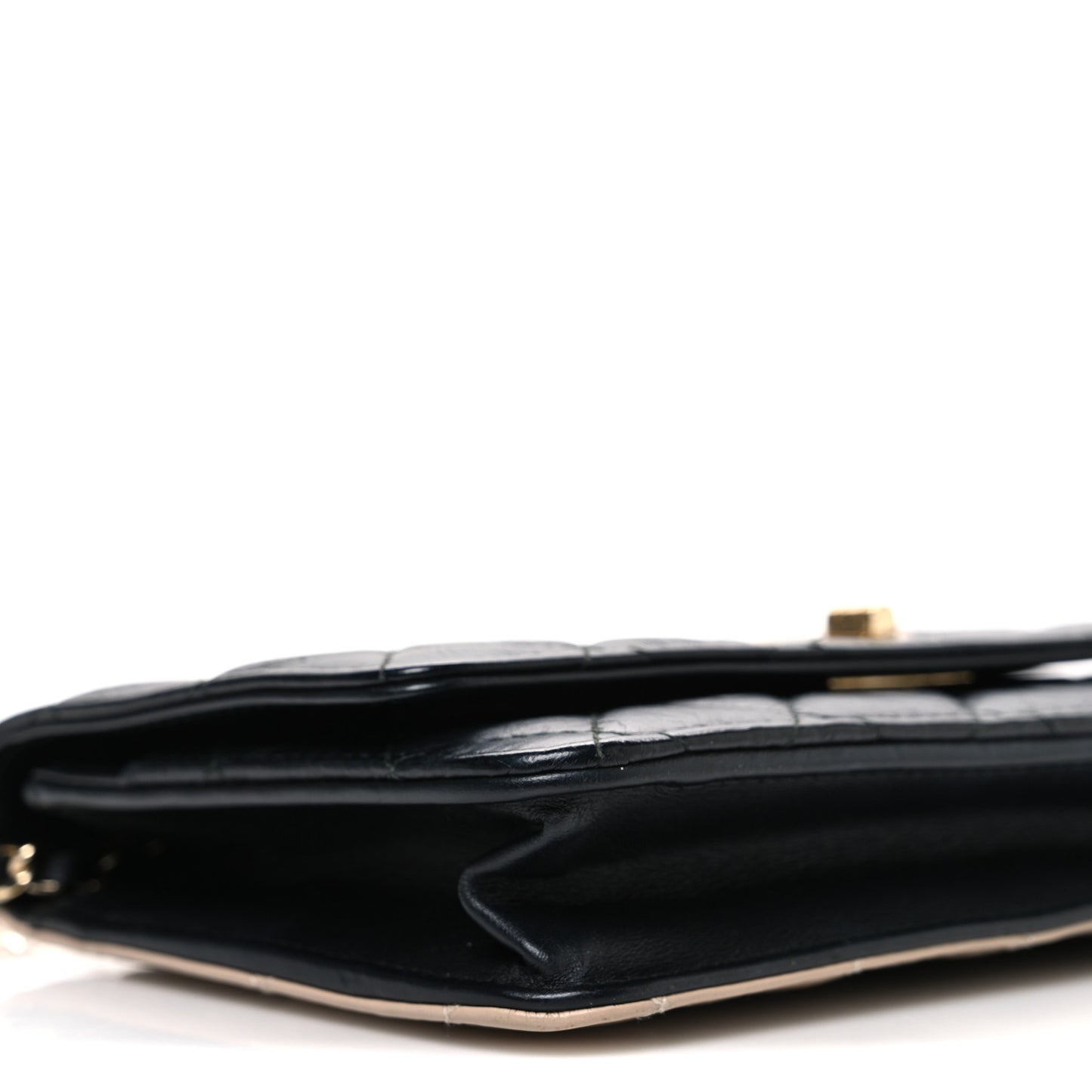Aged Calfskin Quilted Reissue Wallet On Chain WOC Beige Black