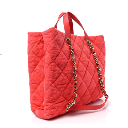 Chanel Terry Cotton Quilted Coco Beach Shopping Tote Pink 3 of 8