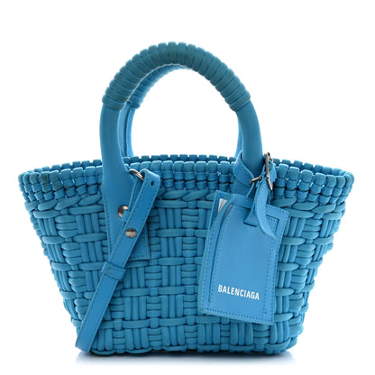 Balenciaga Recycled Nylon Faux Calfskin XXS Bistro Basket Cyan White 1 of 12