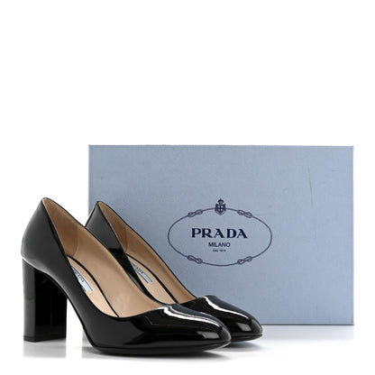 Prada Vernice Block Heel 55mm Pumps 37.5 Black 9 of 9