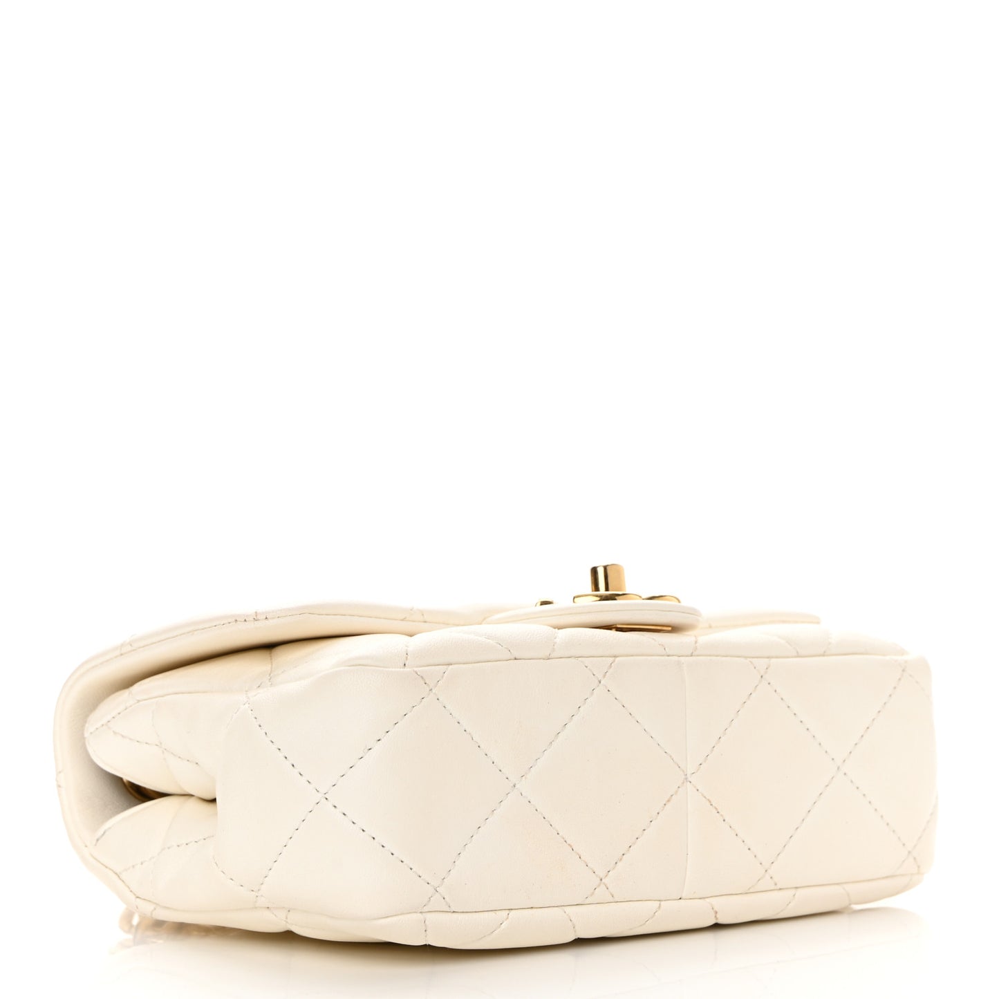 Lambskin Quilted Logo Mini Flap With Handle White