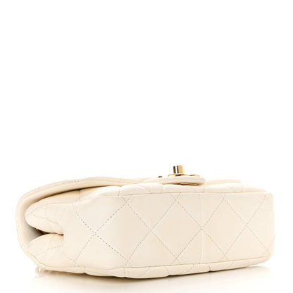 Chanel Lambskin Quilted Logo Mini Flap With Handle White 4 of 13