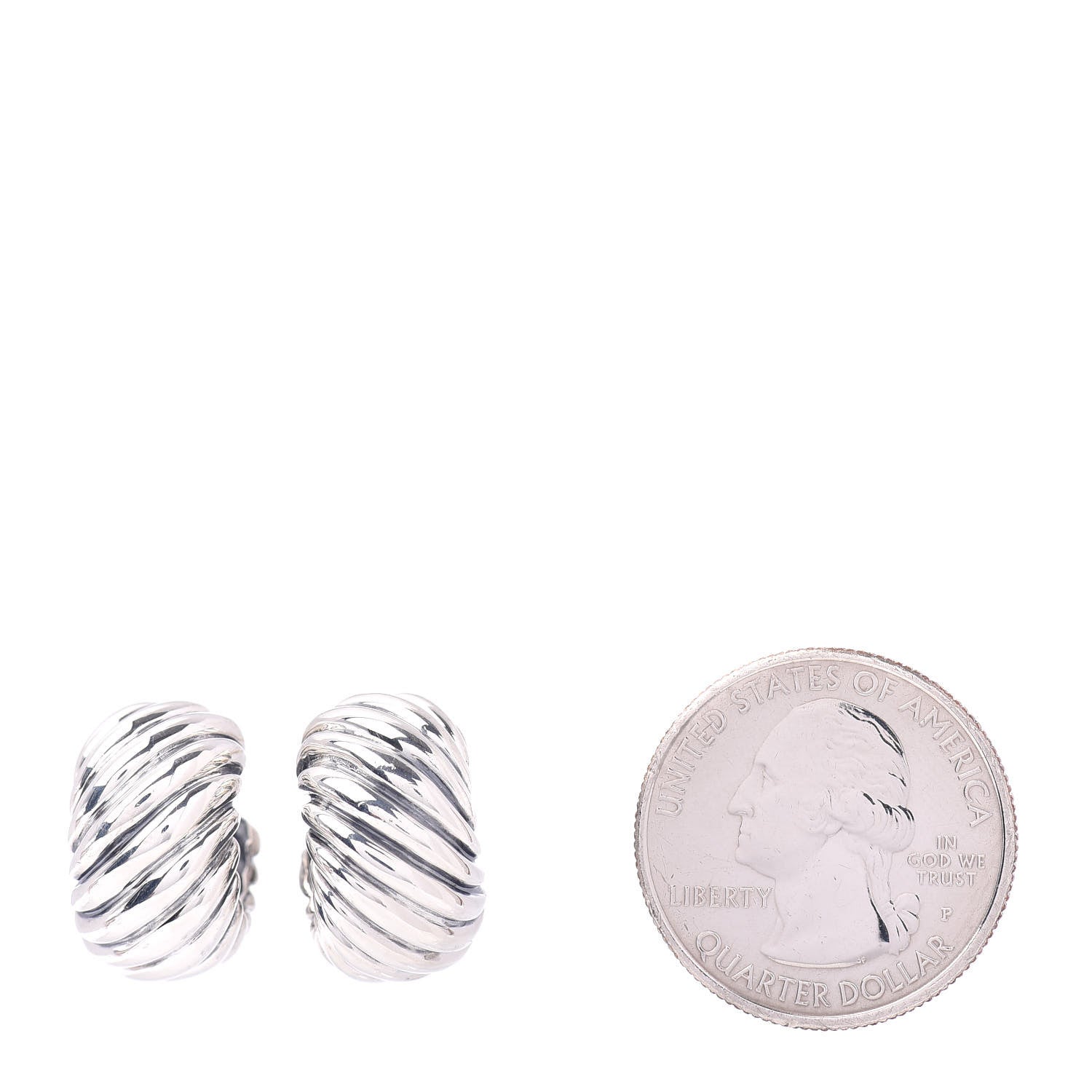 David Yurman Sterling Silver 14K Yellow Gold Small Thoroughbred Shrimp Earrings 2 of 4
