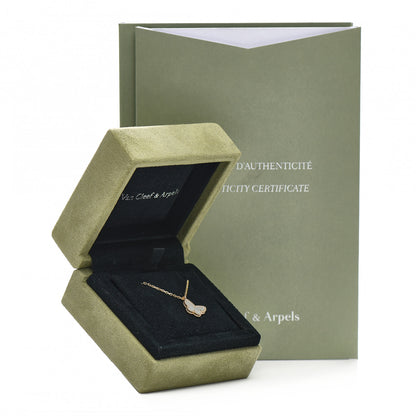 Van Cleef & Arpels 18K Yellow Gold Mother of Pearl Sweet Alhambra Butterfly Pendant Necklace 5 of 5