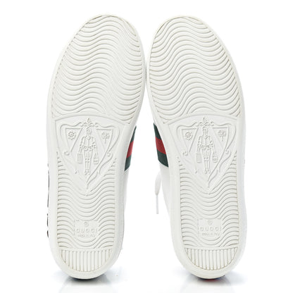 Gucci Calfskin Web Floral Embroidered Womens Ace Sneakers 37.5 White 5 of 10