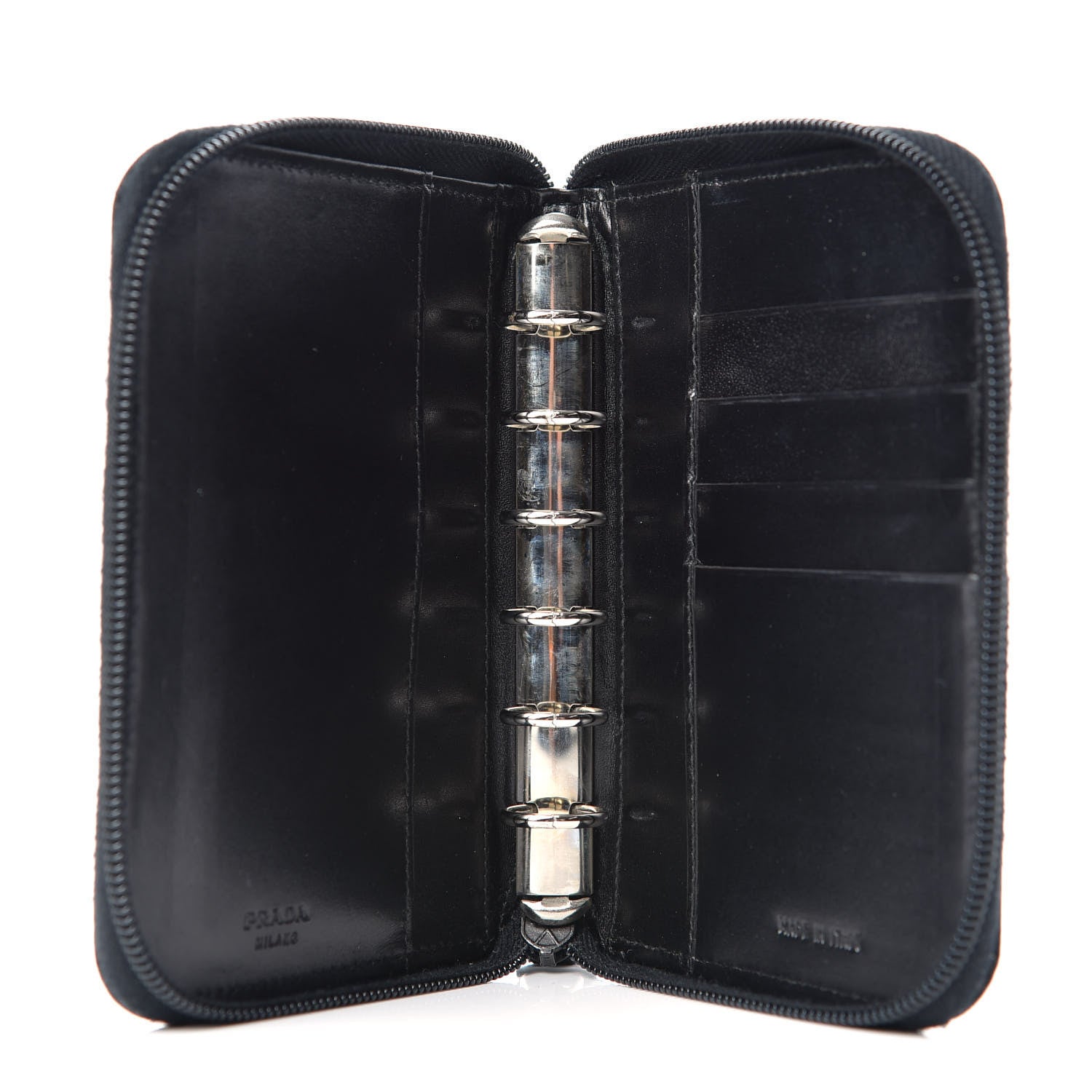 Prada Tessuto Nylon Zip Around Agenda Holder Black 5 of 9