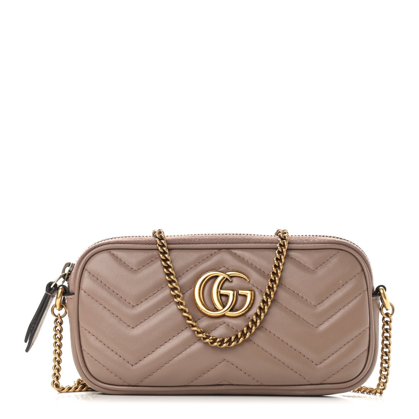 Calfskin Matelasse Mini GG Marmont Chain Crossbody Bag Porcelain Rose