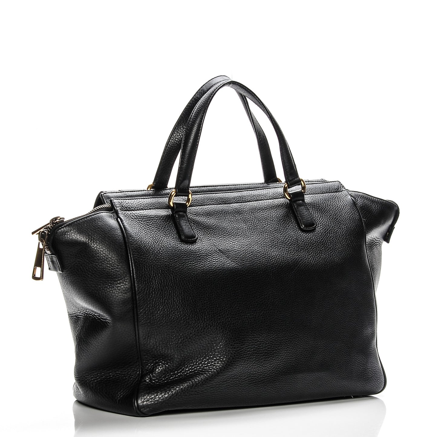 Pebbled Calfskin Medium 1973 Top Handle Satchel Black