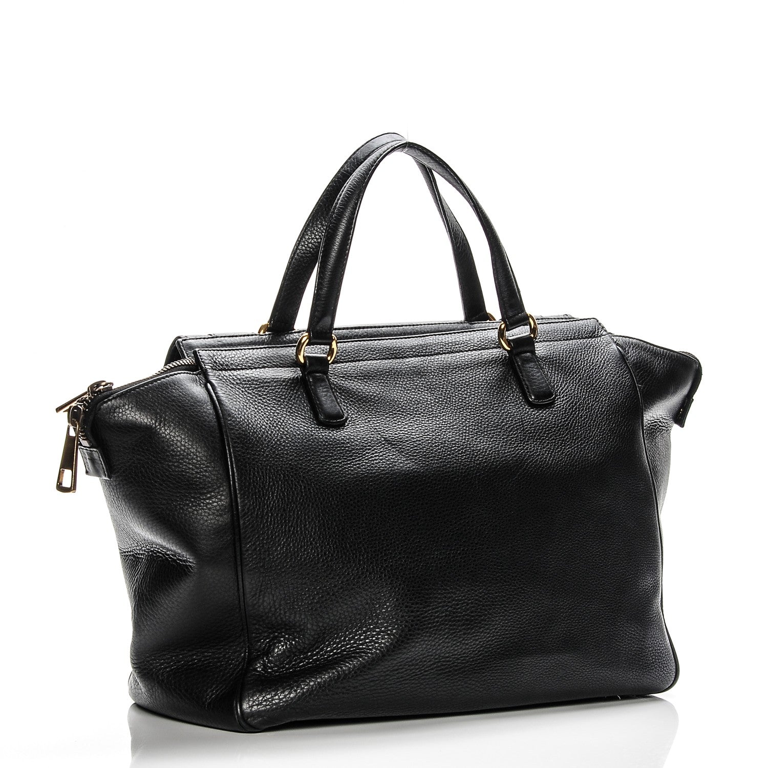 Gucci Pebbled Calfskin Medium 1973 Top Handle Satchel Black 3 of 8