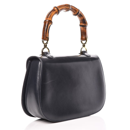 Gucci Calfskin Bamboo Top Handle Bag Navy 3 of 20