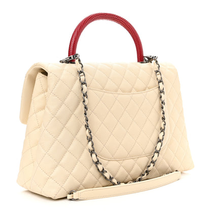 Chanel Caviar Lizard Quilted Medium Coco Handle Flap Ivory 3 of 12