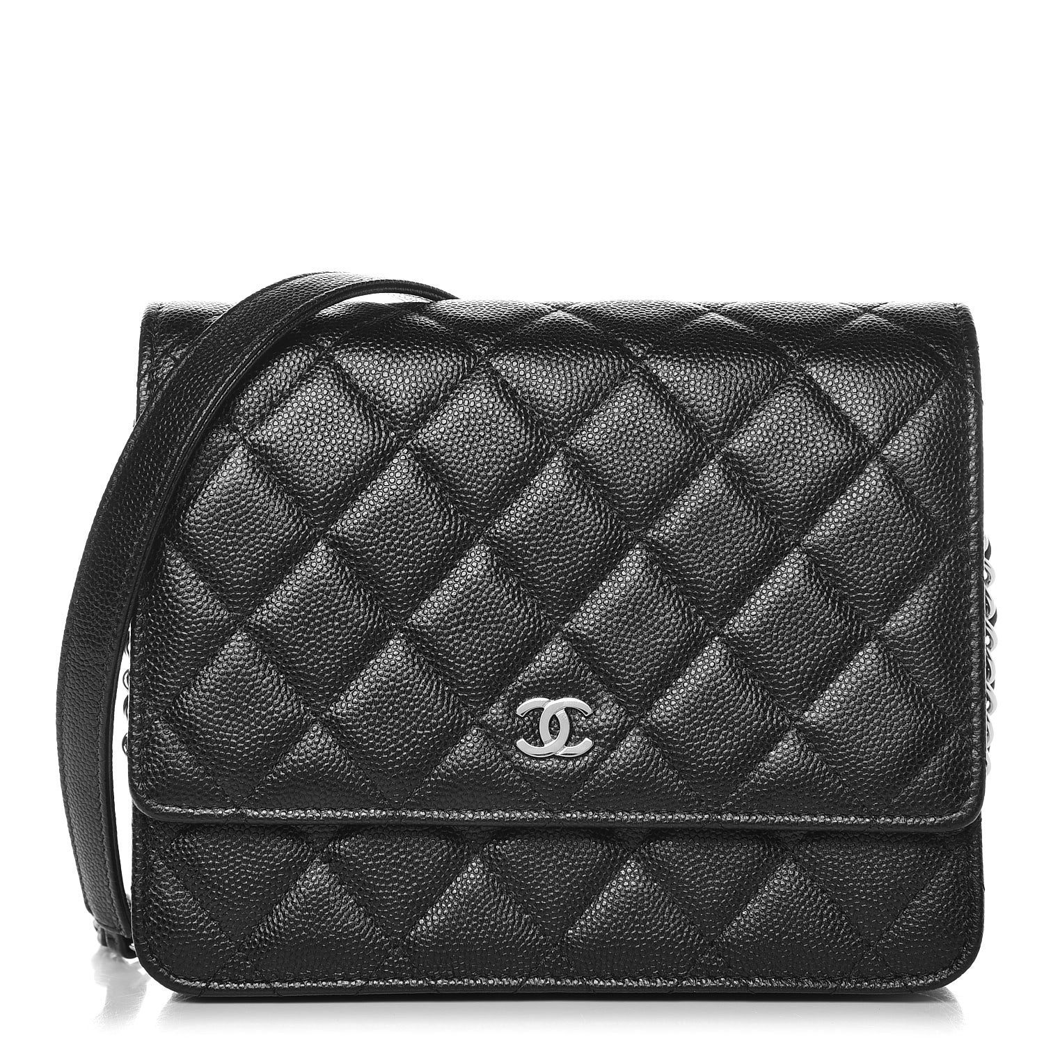 Chanel Caviar Quilted Square Wallet On Chain WOC Black 2 of 17