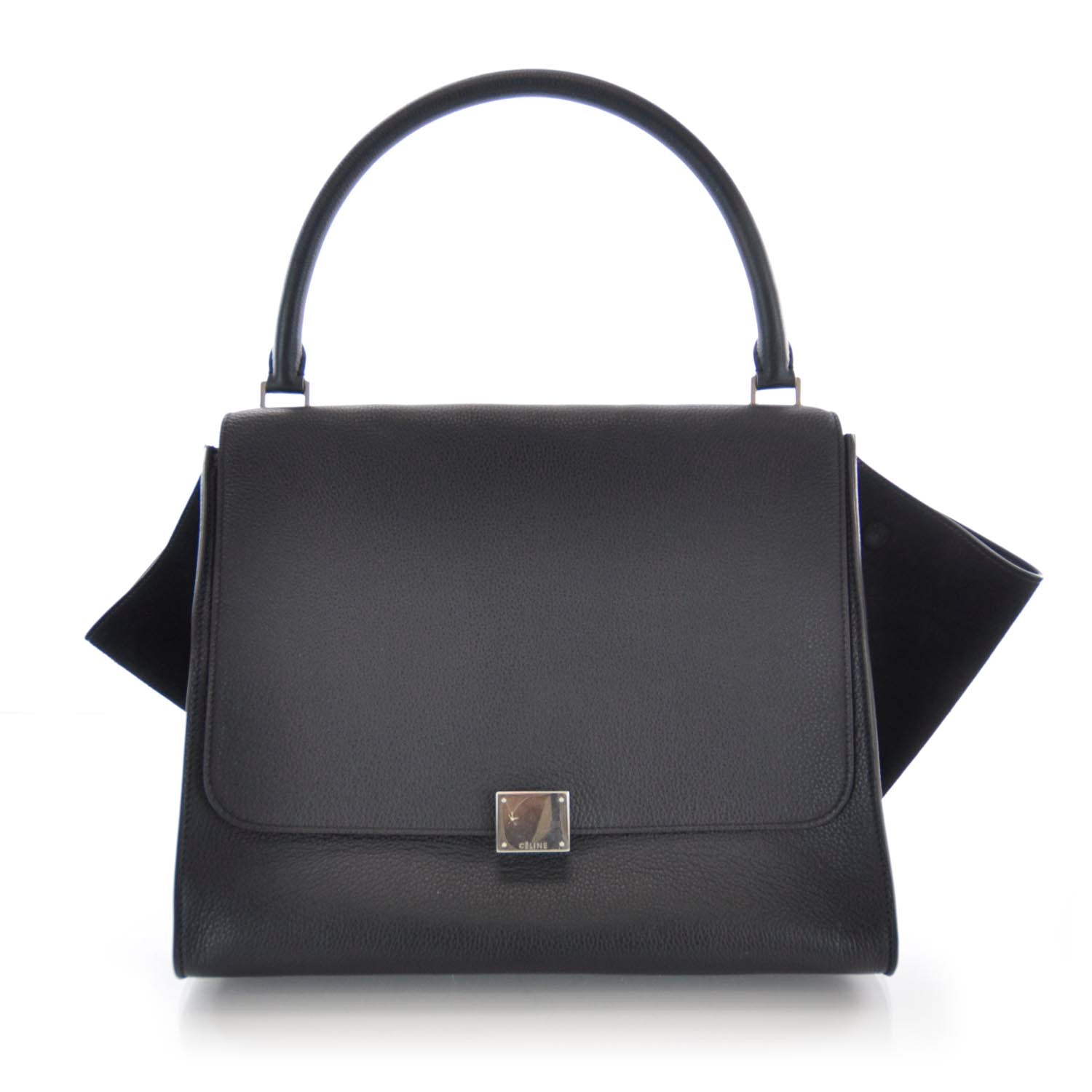 Celine Calfskin and Suede Large Trapeze Black 1 of 8