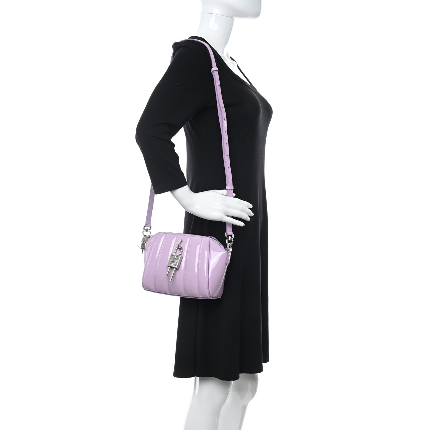 Patent Calfskin Mini Lock Antigona Shoulder Bag Lilac