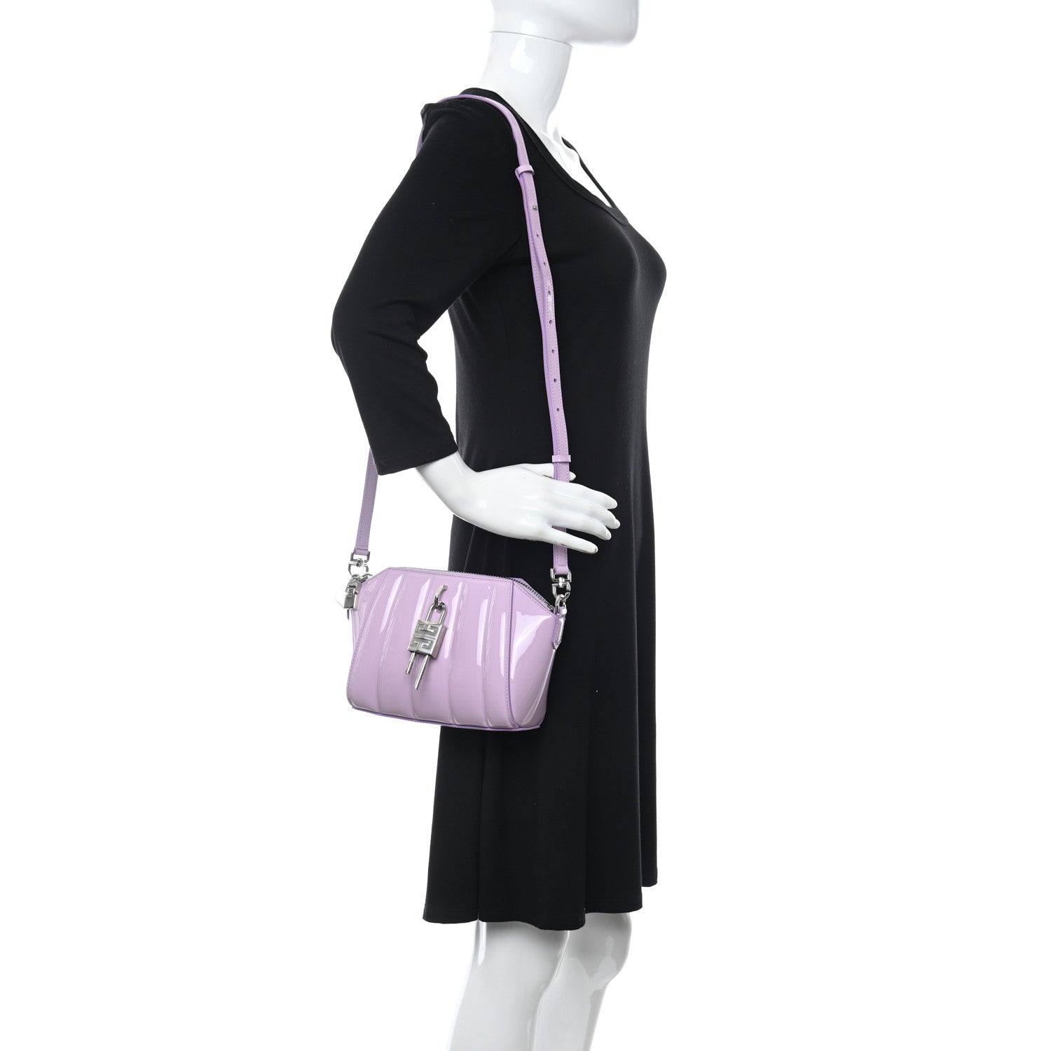 Givenchy Patent Calfskin Mini Lock Antigona Shoulder Bag Lilac 2 of 9