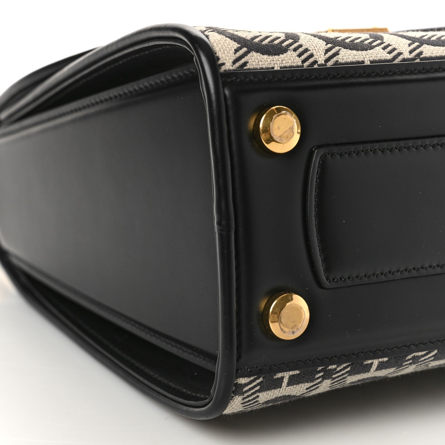 Salvatore Ferragamo Canvas Calfskin Gancini Small Boxyz Black Beige 6 of 7