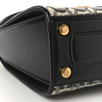 Salvatore Ferragamo Canvas Calfskin Gancini Small Boxyz Black Beige 6 of 7